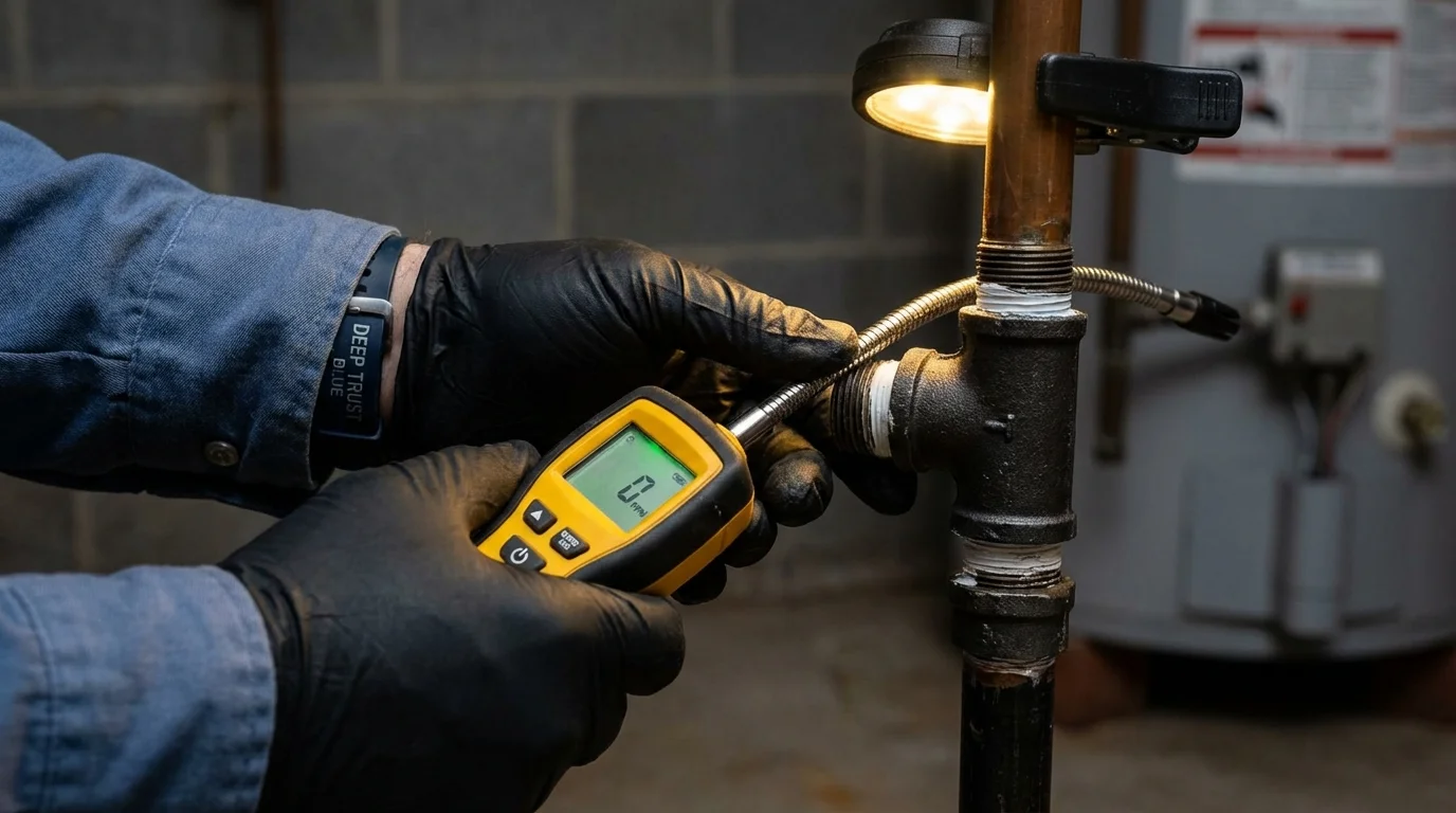 Gas leak detection with electronic sniffer by Johns Plumbing LLC in Bardstown