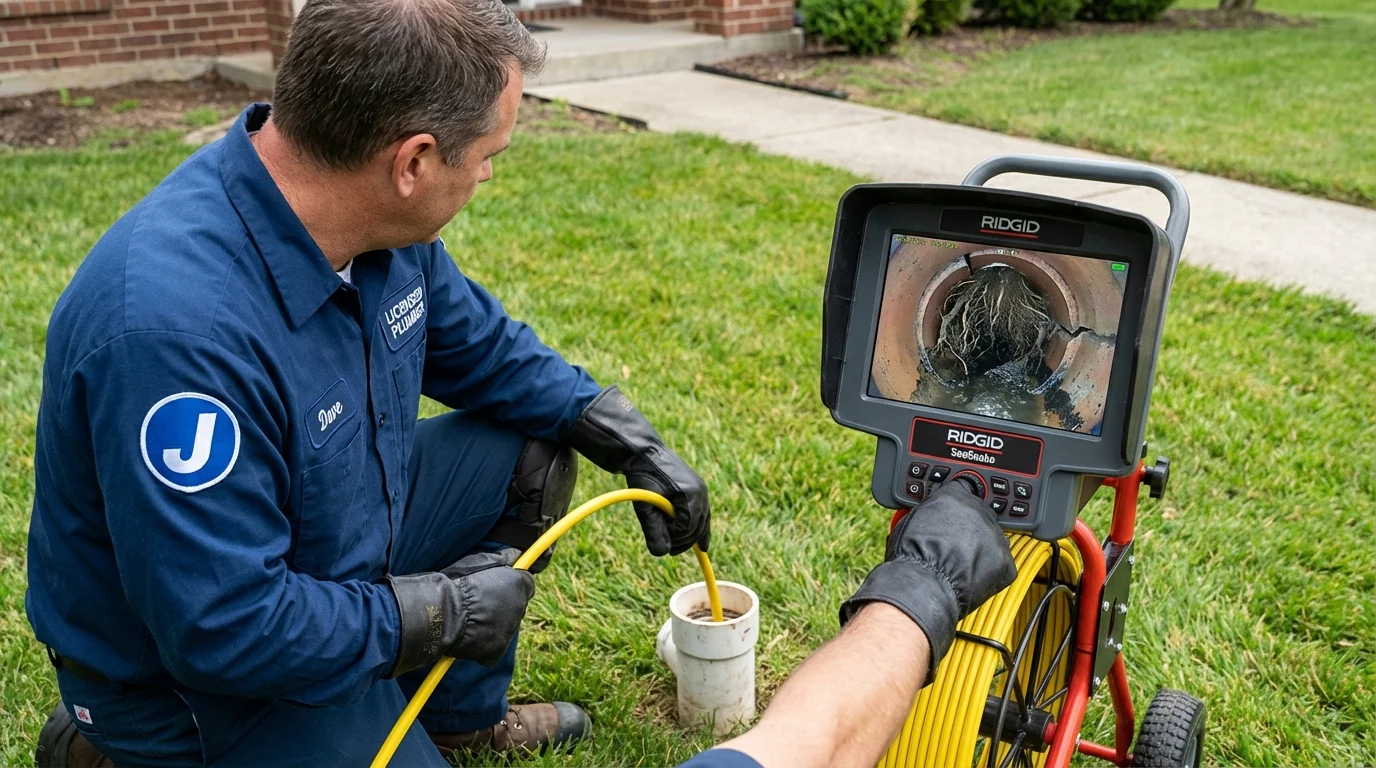 Sewer camera inspection being performed by Johns Plumbing LLC in Bardstown